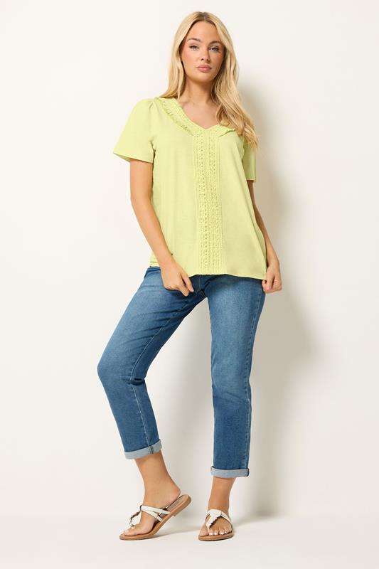 M&Co Lemon Yellow Short Sleeve Frill Cotton Blouse | M&Co 1