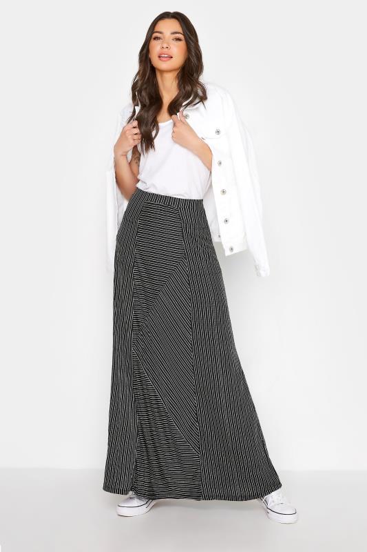 LTS Tall Black Asymmetric Stripe Maxi Skirt 2