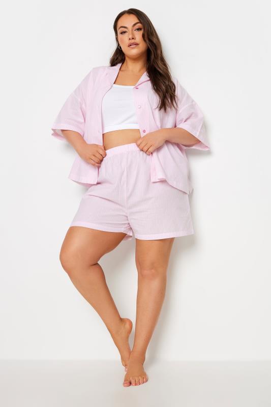 YOURS Plus Size Pink Stripe Pyjama Shorts | Yours Clothing 3