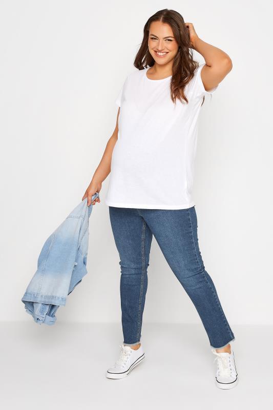BUMP IT UP MATERNITY Plus Size Blue Mom Jeans | Yours Clothing  2