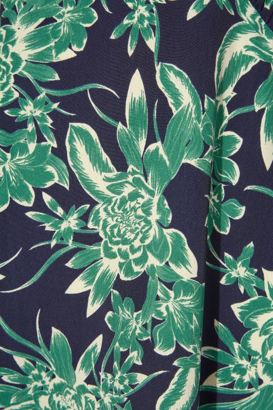 LTS Tall Navy Blue Floral Print Smock Midi Dress 5