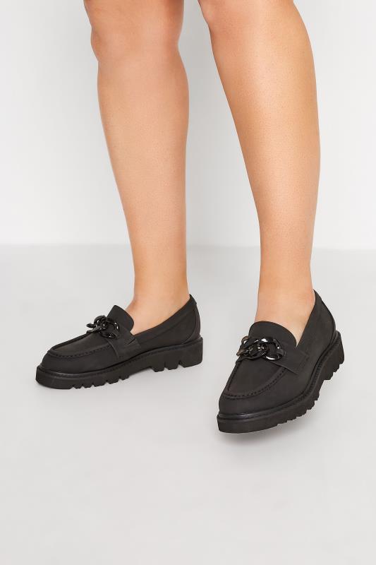 Tall  LIMITED COLLECTION Black Chunky Chain Loafers In Extra Wide EEE Fit
