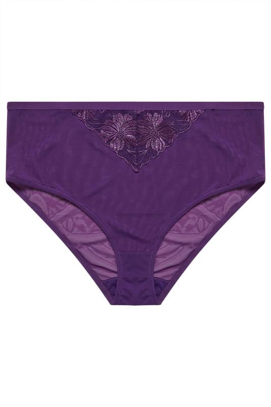 YOURS Plus Size 2 PACK Purple & Black Floral Lace Briefs | Yours Clothing  8