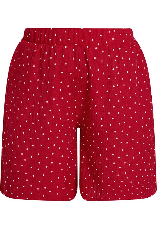 YOURS Plus Size Red Polka Dot Crinkle Shorts | Yours Clothing 5