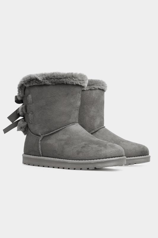 Grey Vegan Suede Bow Detail Boots In Extra Wide Fit_E.jpg