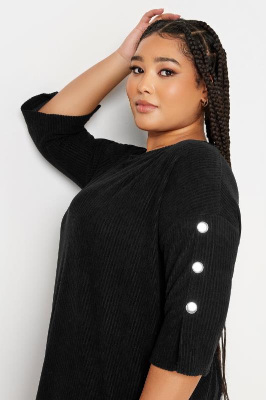 YOURS LUXURY Plus Size Curve Black Soft Touch Button Top | Yours Clothing 4