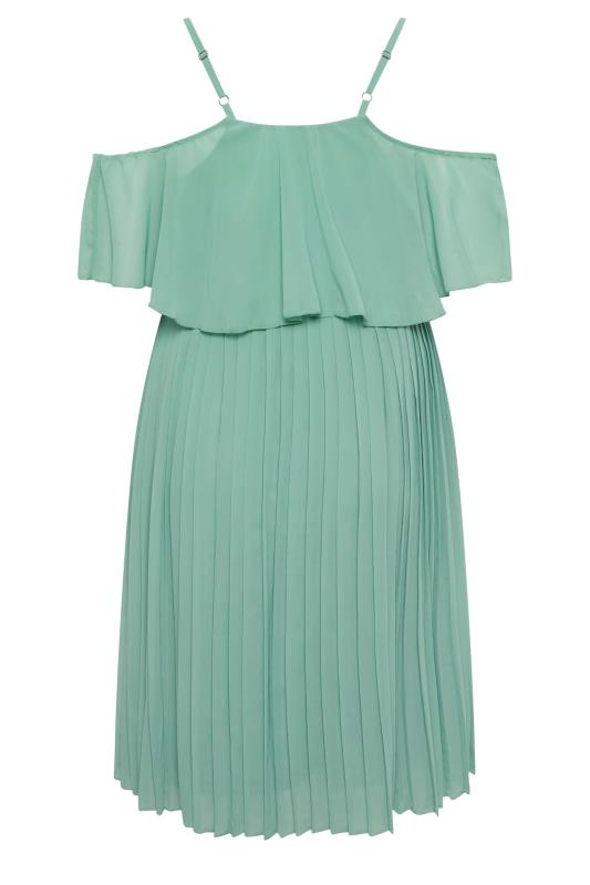 YOURS LONDON Plus Size Green Pleated Overlay Midi Dress | Yours Clothing 7