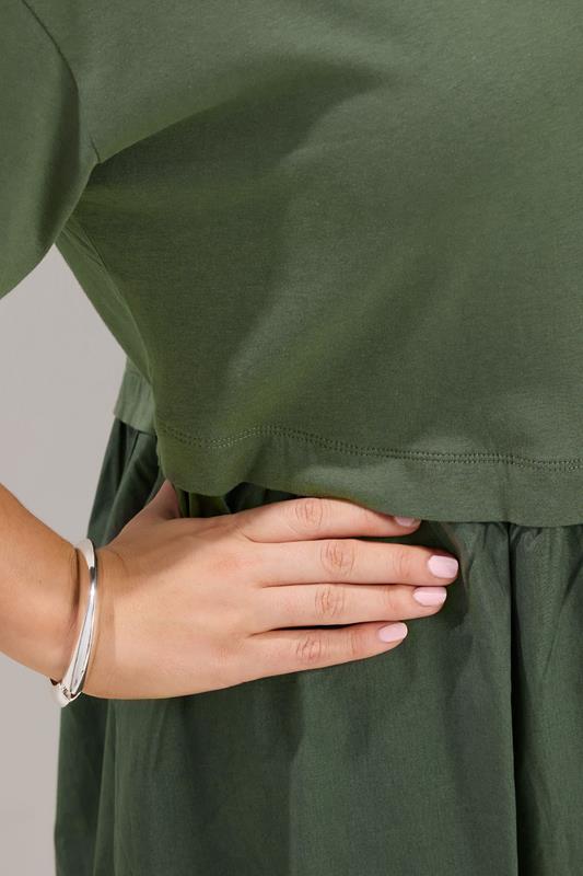green poplin midi dress YOURS Plus Size Khaki Green Poplin Midi Dress