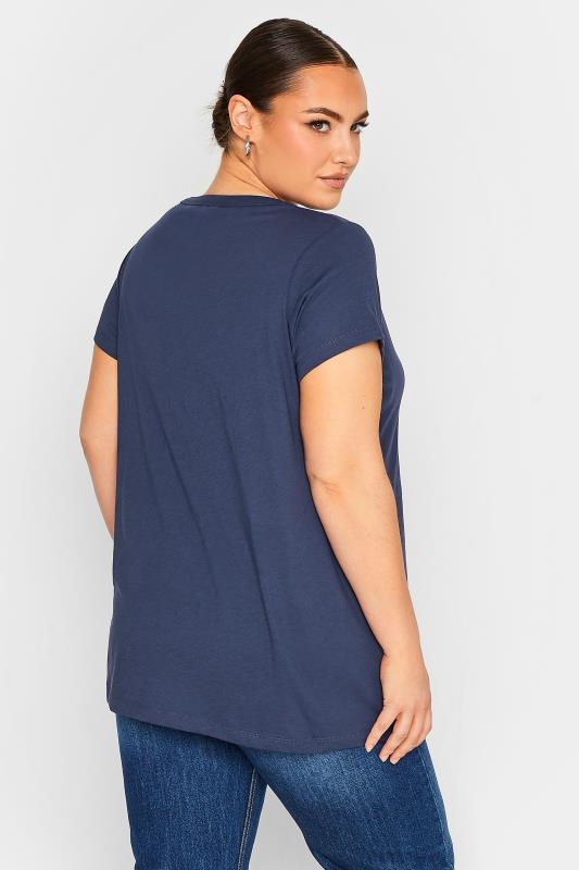 YOURS Curve Plus Size Navy Blue Essential T-Shirt | Yours Clothing  3