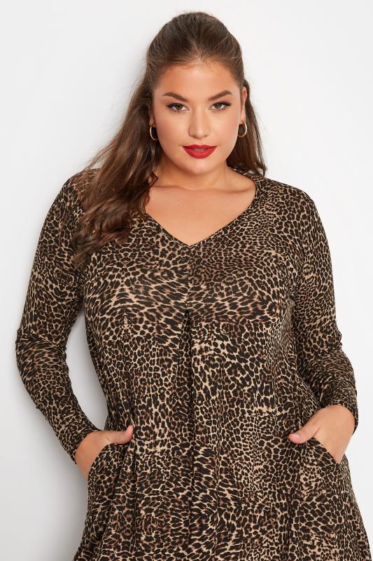 LIMITED COLLECTION Plus Size Brown Animal Print Pleat Front Dress | Yours Clothing 4