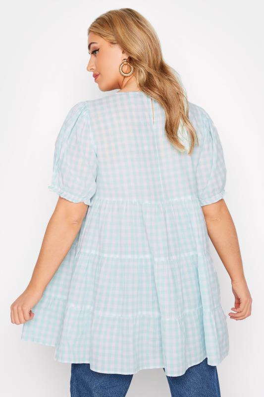 LIMITED COLLECTION Curve Mint Green Gingham Tiered Tunic Top 3