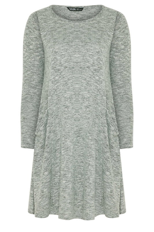 knit swing dress with pockets Yours Women's Plus Size Grey Marl Soft Touch Pocket Size 16 Women's clothing