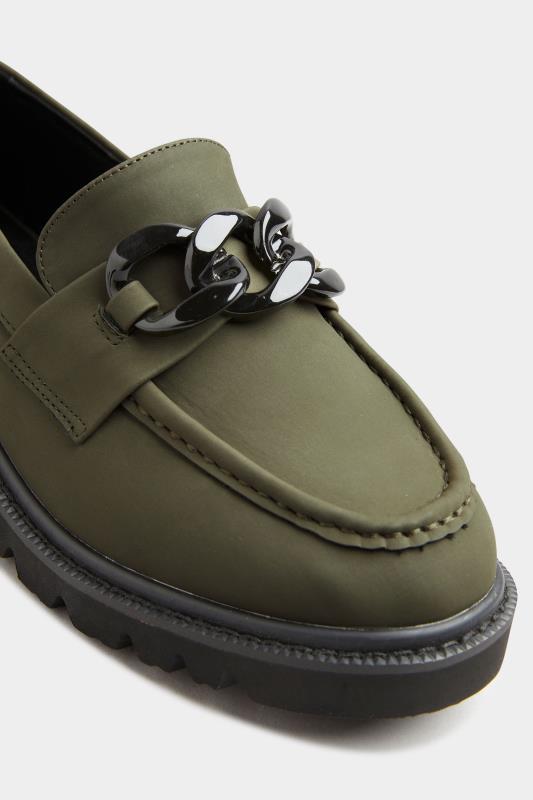 LIMITED COLLECTION Khaki Green Chunky Chain Loafers In Extra Wide EEE Fit 5