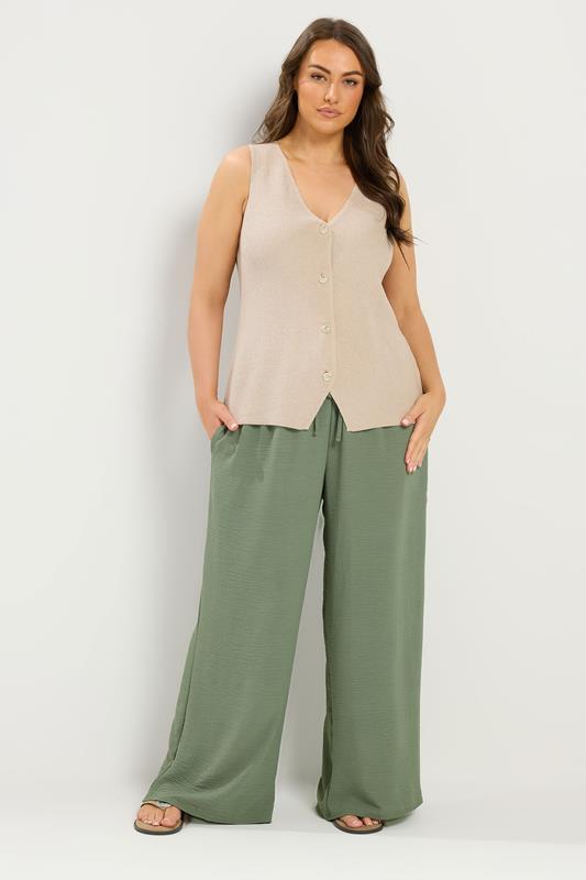  YOURS pantalones verde caqui de pernera ancha