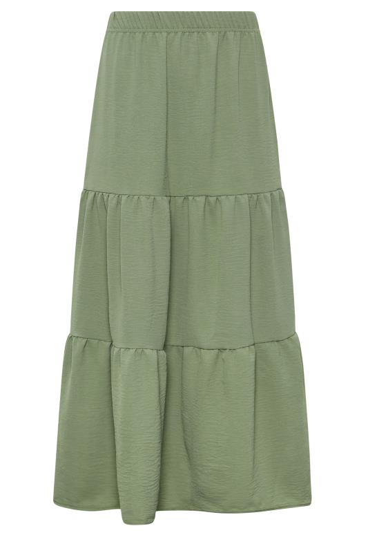 PixieGirl Khaki Green Tiered Maxi Skirt | PixieGirl 4