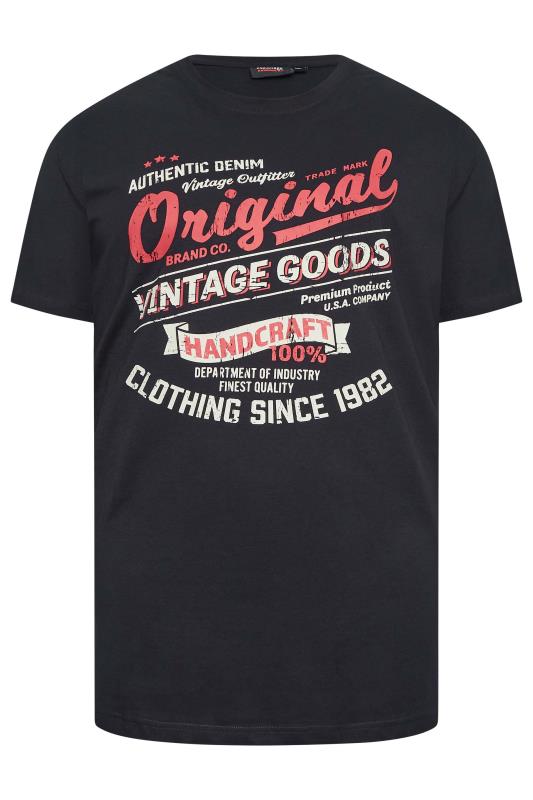 ESPIONAGE Big & Tall Navy Blue 'Vintage Goods' Printed T-Shirt | BadRhino 3