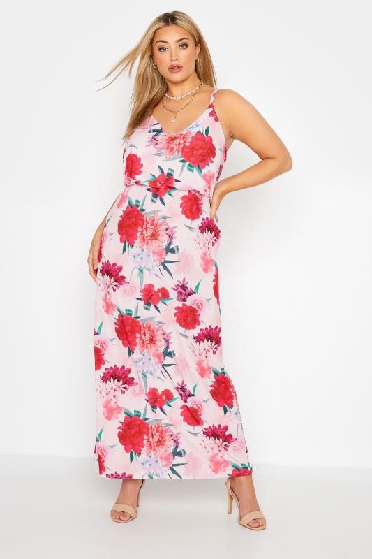 YOURS LONDON Curve Pink Floral Print Cami Maxi Dress_A.jpg