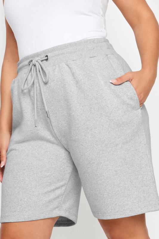 YOURS Plus Size Light Grey Elasticated Jogger Shorts | Yours Clothing 4
