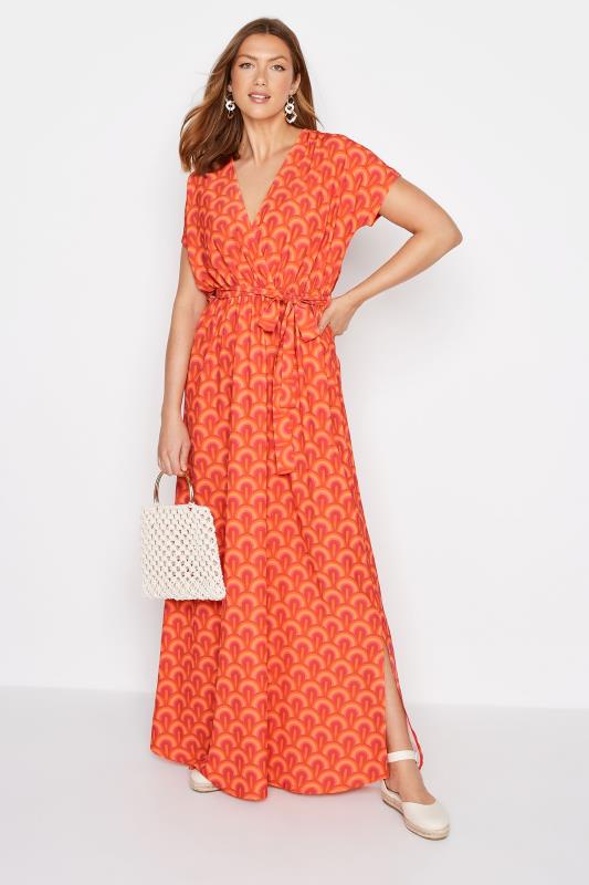 LTS Tall Women's Orange Geometric Print Maxi Dress | Long Tall Sally 2