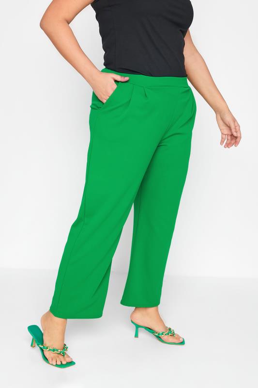 LIMITED COLLECTION Curve Bright Green Wide Leg Trousers 1
