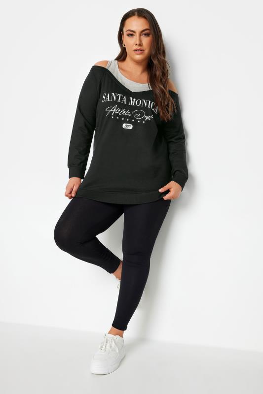 YOURS Plus Size Black 'Santa Monica' Print Bardot Top | Yours Clothing 2