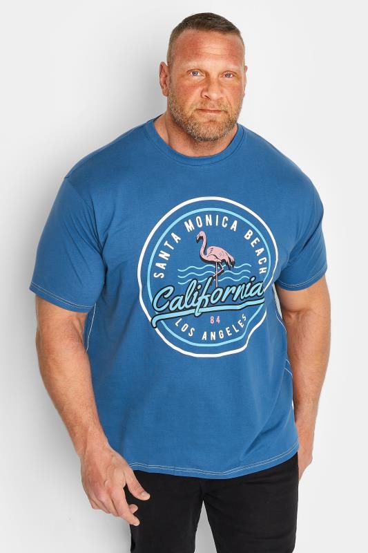 Men's  KAM Big & Tall Blue California Short Sleeve T-Shirt