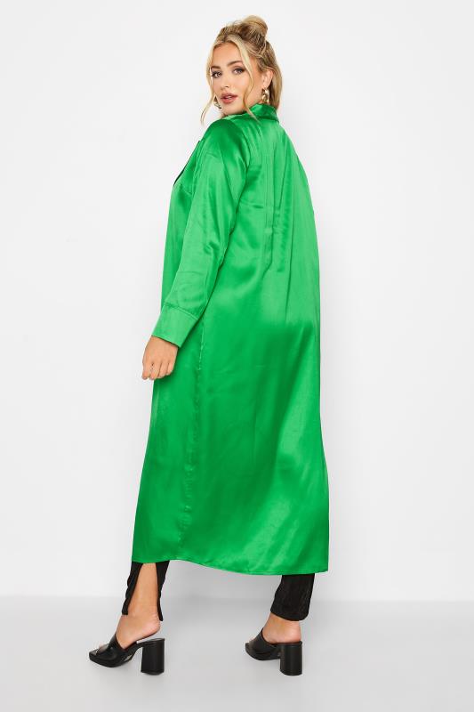 LIMITED COLECTION Plus Size Apple Green Satin Longline Kimono | Yours Clothing  3