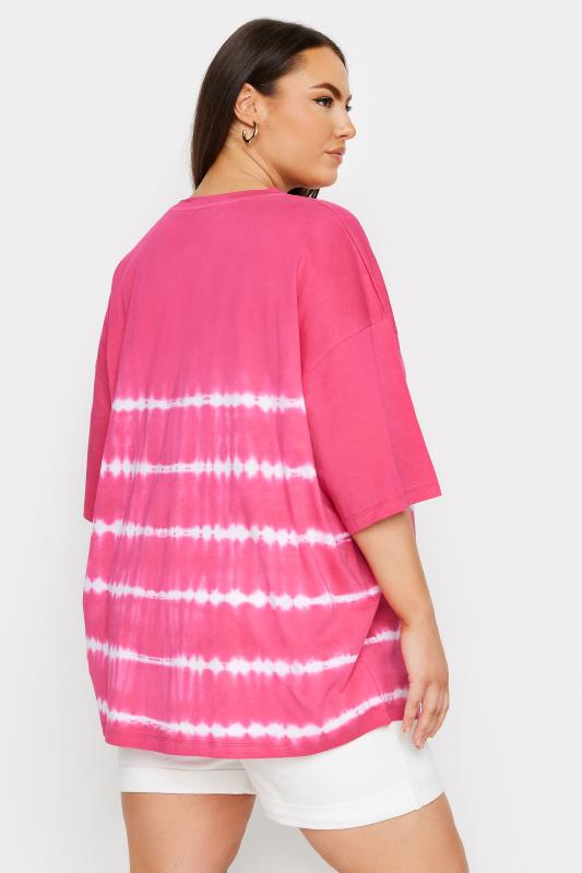 YOURS Plus Size Pink Tie Dye Boxy T-Shirt | Yours Clothing 3