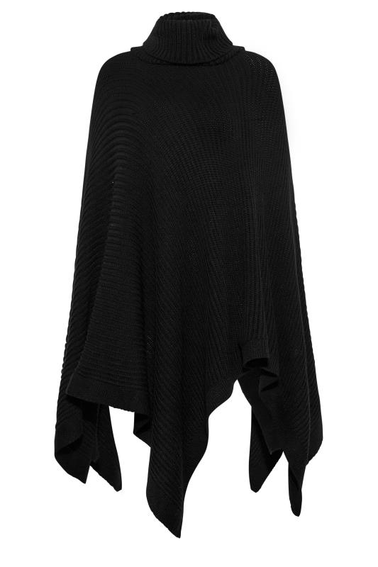 LTS Tall Women's Black Roll Neck Knitted Poncho | Long Tall Sally 6
