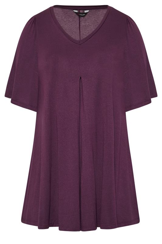 Plus Size Purple Pleat Angel Sleeve Swing Top | Yours Clothing 6