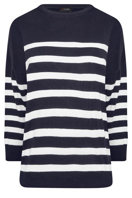 YOURS Plus Size Navy Blue Stripe Jumper | Yours Clothing 7