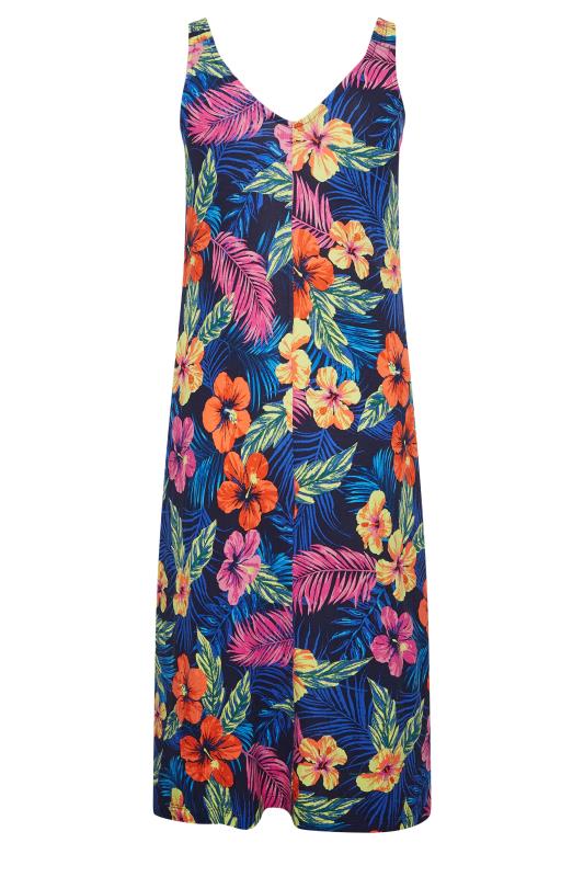 YOURS Plus Size Blue Tropical Print Midaxi Beach Dress | Yours Clothing 7