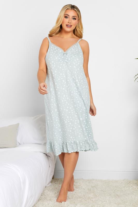 Plus Size  YOURS Curve Sage Green Floral Print Nightdress