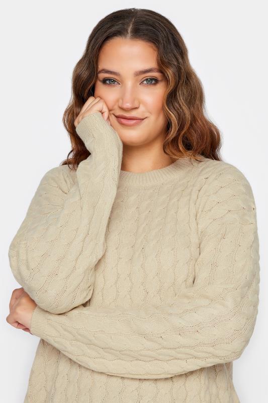 LTS Tall Beige Brown Cable Knit Jumper | Long Tall Sally  4