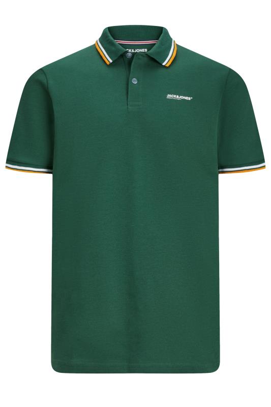 JACK & JONES Dark Green Logo Short Sleeve Polo Shirt | BadRhino 2