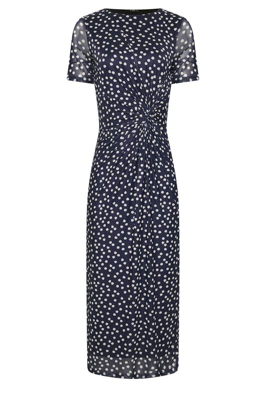 LTS Tall Women's Navy Blue Polka Dot Twist Mesh Midi Dress | Long Tall Sally 5