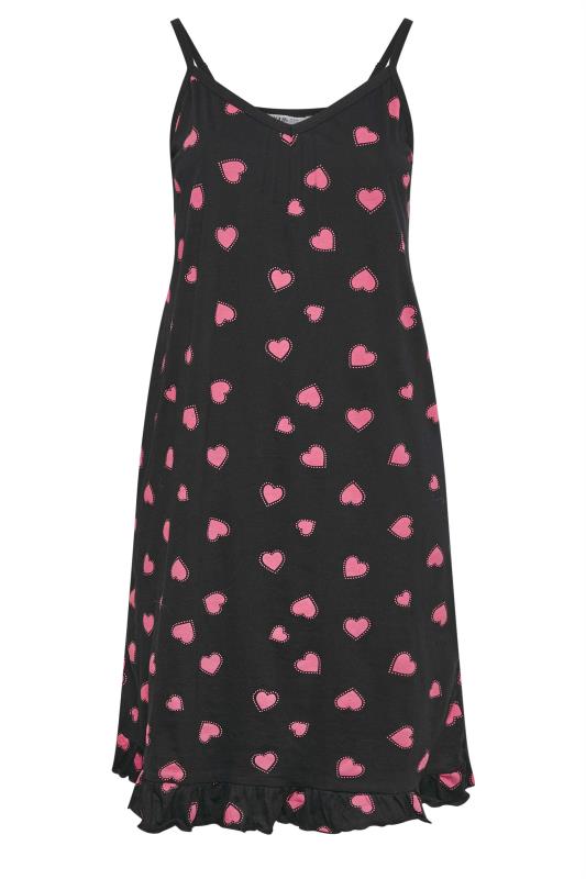 YOURS Plus Size Black Heart Print Chemise Nightdress | Yours Clothing 5