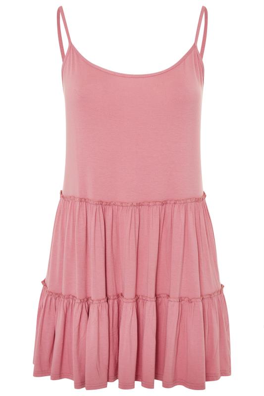 Pink Strappy Tiered Peplum Smock Tunic | Yours Clothing 5