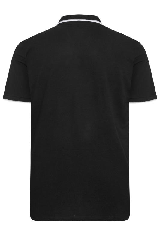 BadRhino Big & Tall Black Essential Tipped Polo Shirt 4