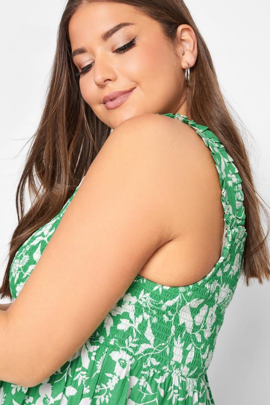 Plus Size Green Floral Shirred Vest Top | Yours Clothing 4