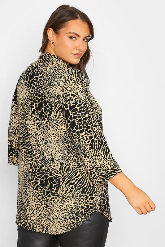 Plus Size Black & Beige Brown Animal Print Blouse | Yours Clothing 3