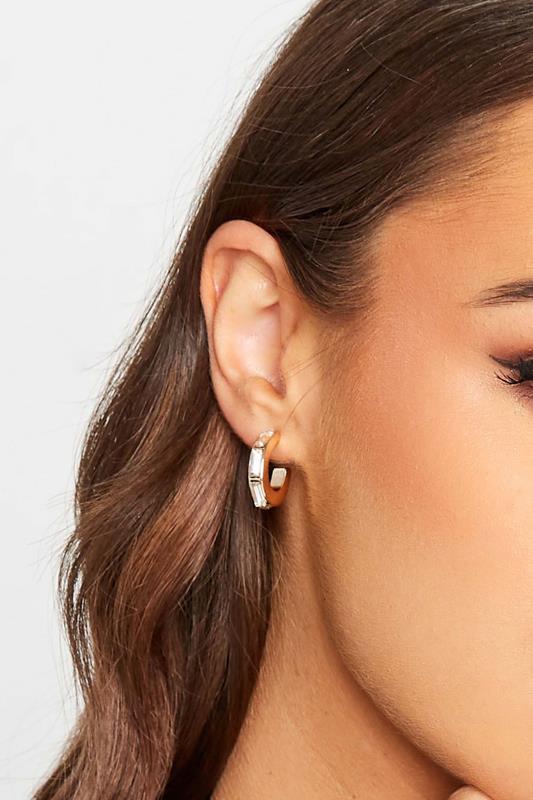 Diamante Small Gold Hoop Earrings | Yours Clothing 1