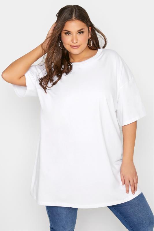 Plus Size White Oversized T-Shirt | Yours Clothing  1