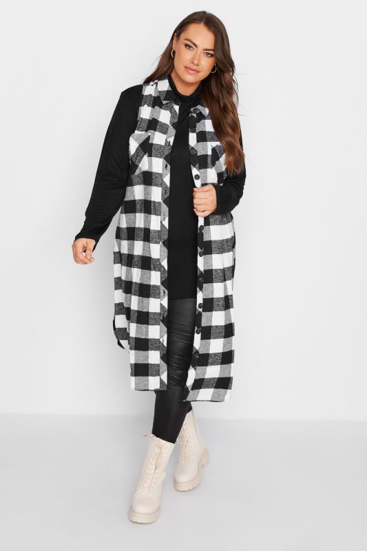 Plus Size Black Check Print Sleeveless Maxi Shirt | Yours Clothing 1