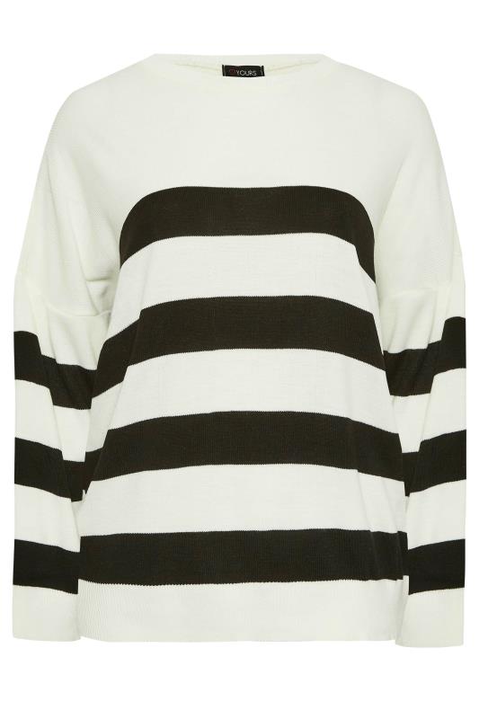 YOURS Plus Size Curve White Stripe Jumper | Yours Clothing  5