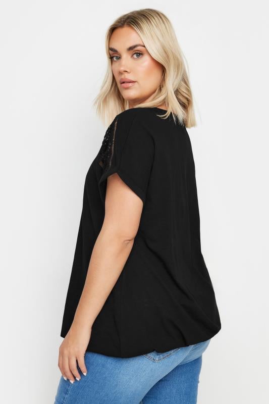 YOURS Plus Size Black Bubble Hem Top | Yours Clothing 3