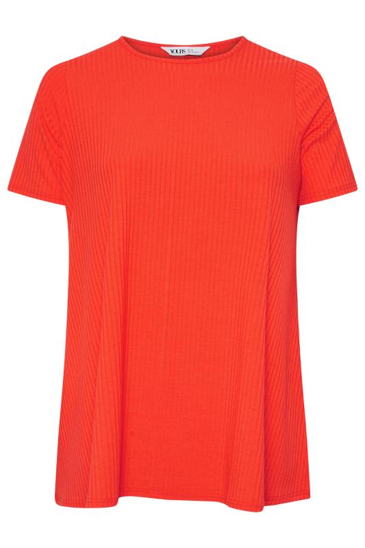YOURS Plus Size Orange Ribbed Swing T-Shirt | Yours Clothing 5