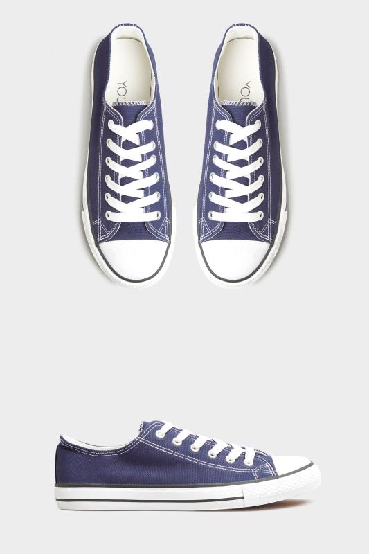 Navy Low Canvas Trainer in Wide Fit_A.jpg