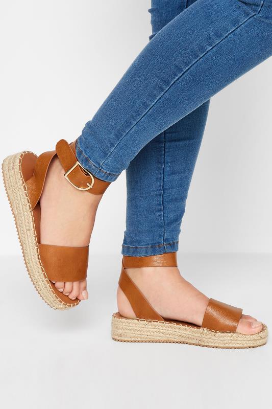 Tall  Yours Brown Flatform Espadrilles In Wide E Fit
