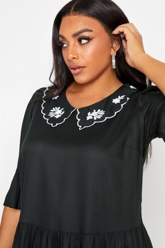 LIMITED COLLECTION Black Embroidered Collar Peplum Blouse_D.jpg